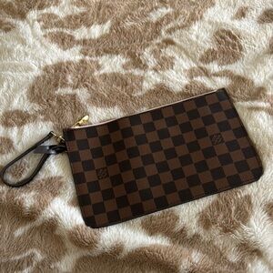 Inspired Luxury Checkered Brown Wristlet Clutch
